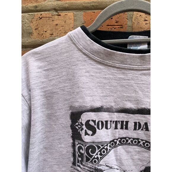 Vintage 90s Black Hills South Dakota Eagle Double Sleeve Shirt Size L - Picture 6 of 8